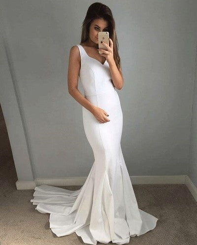 Long Mermaid Prom Dress V-Neck Straps Formal Women Evening Dresses cg11423
