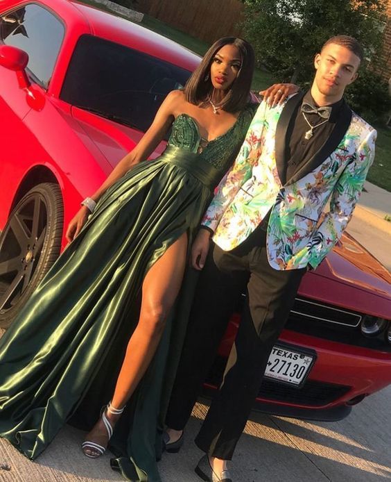 Green long prom dress with split cg11525