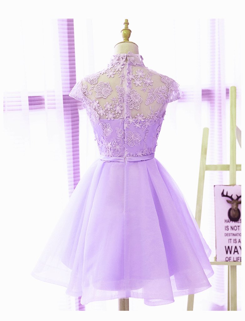 Cute High Neckline Lavender Short Graduation Dress Homecoming Dress cg11551