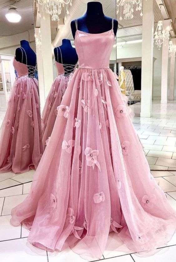 Spark Queen Pink Tulle Long Prom Dress Pink Tulle Formal Dress cg11579