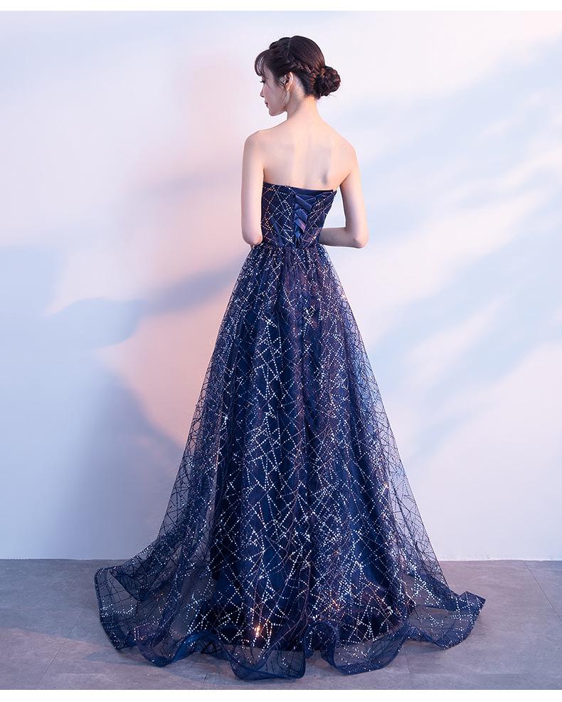 Navy Blue Floor Length Long Party Gown, A-Line Long Prom Dress cg11617