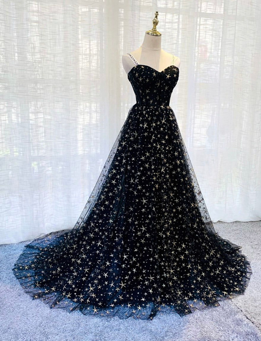 BLACK TULLE LONG PROM GOWN FORMAL DRESS cg11648