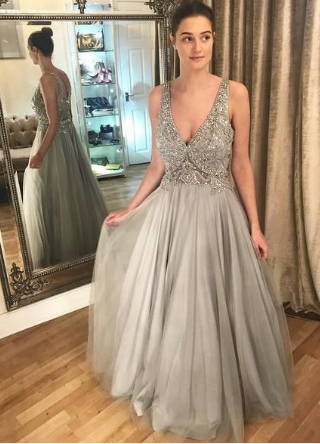 Beliebte Sexy Lange Ballkleid Mit Perlen Semi-Formale Kleider Hochzeit Party Kleid cg1167