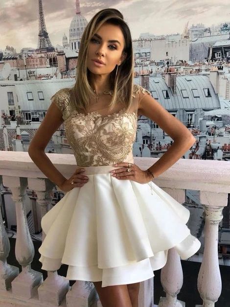 Short Homecoming Dress With Appliques cg11690