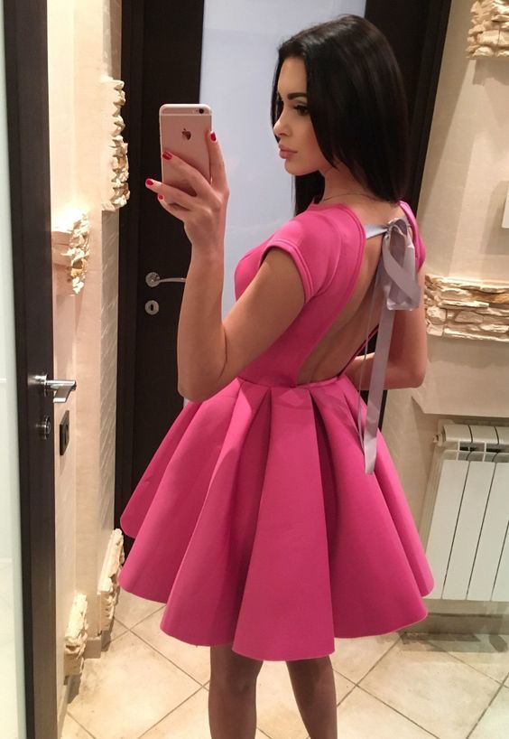 Short homecoming dress, open back homecoming dress cg11693