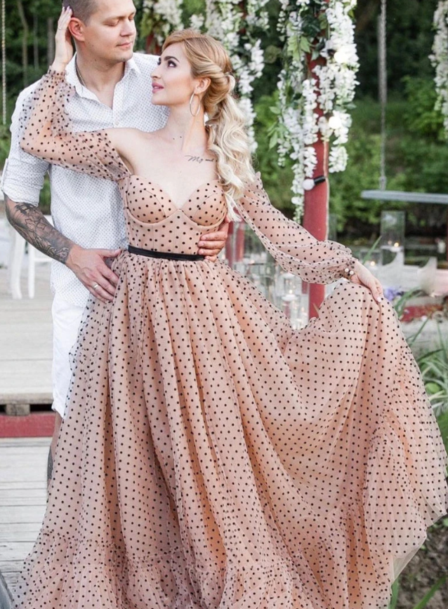 Champagne sweetheart off shoulder tulle long prom dress cg11705