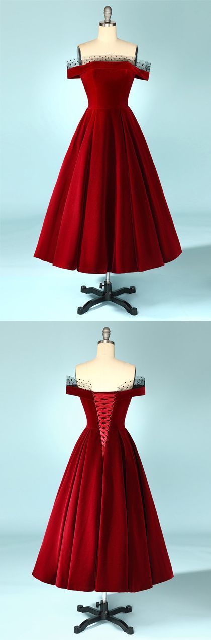 Burgundy Off the Shoulder Velvet Dress homecoming Dress cg11710