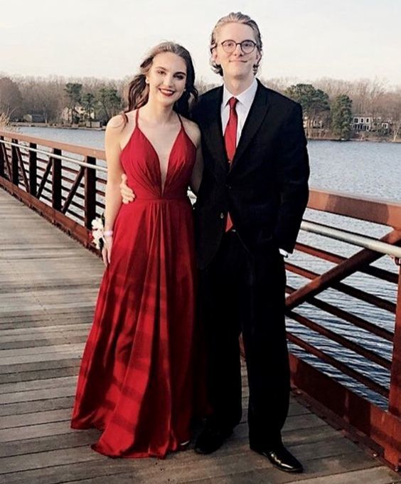 A-line V Neck Long Prom Dress cg11784