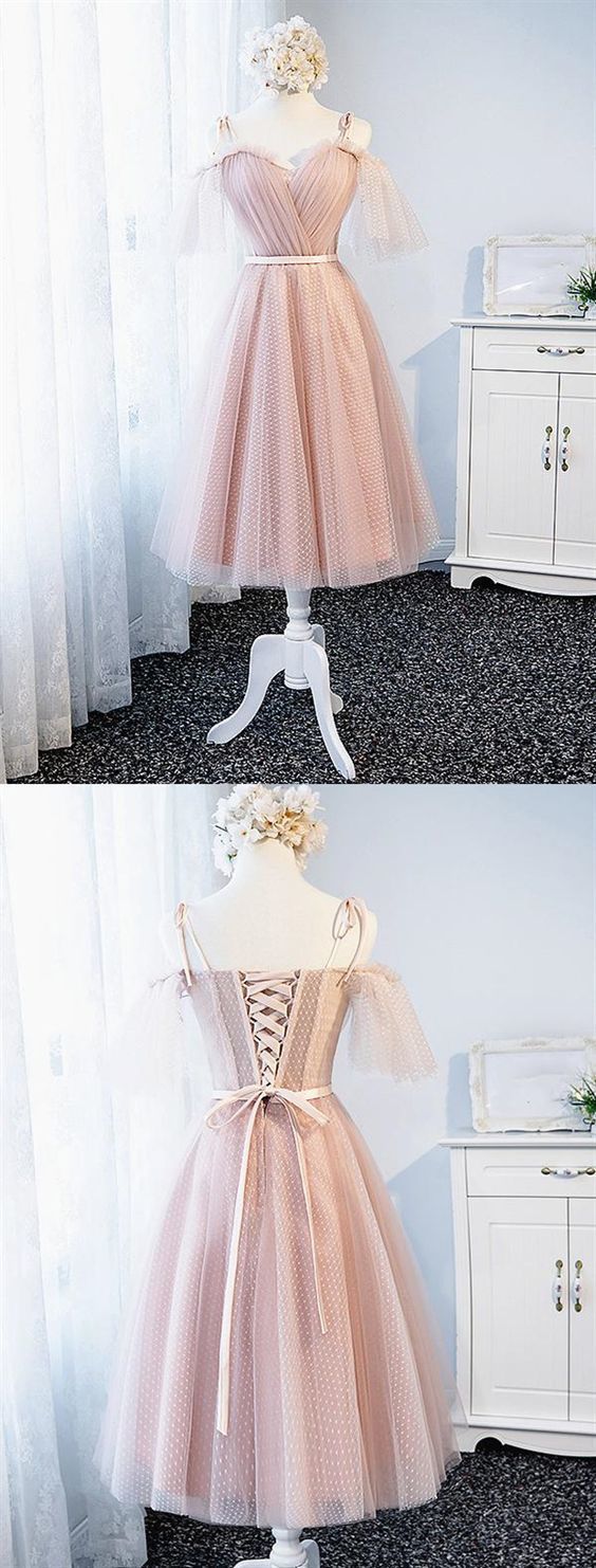 Off the Shoulder Short Pink Dress with Corset Back Homecoming Dress cg11788