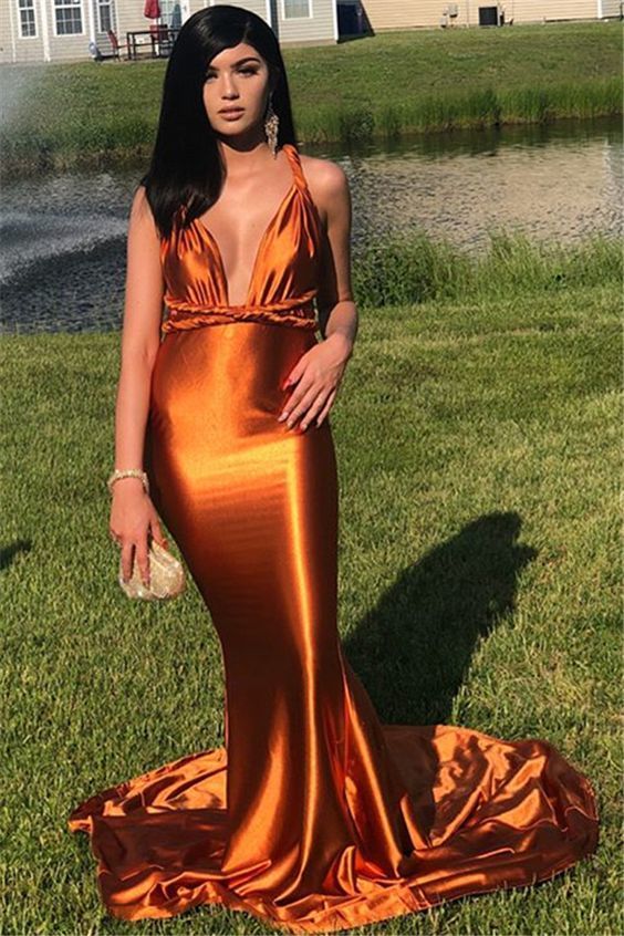 Beautiful Spaghetti Straps Ribbons Mermaid Prom Dress cg11815