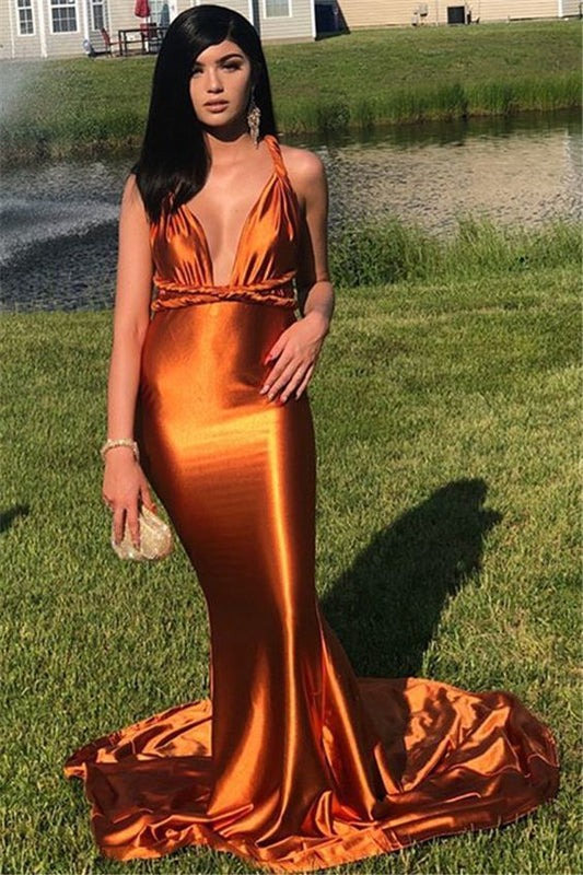 Wunderschönes Meerjungfrau-Ballkleid mit Spaghettiträgern und Bändern cg11815