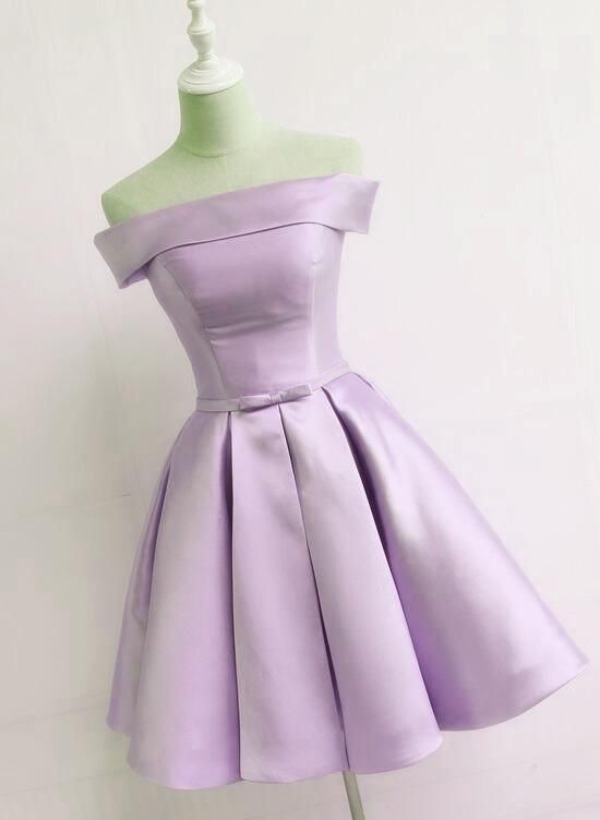 Cute Satin Short Off the Shoulder Party Dress, Knee Length Formal Dress Homecoming Dress cg11816