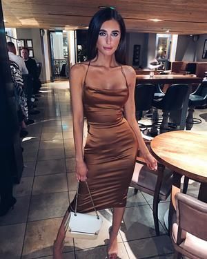 A-line Straps Tea Length Prom Dress cg11823