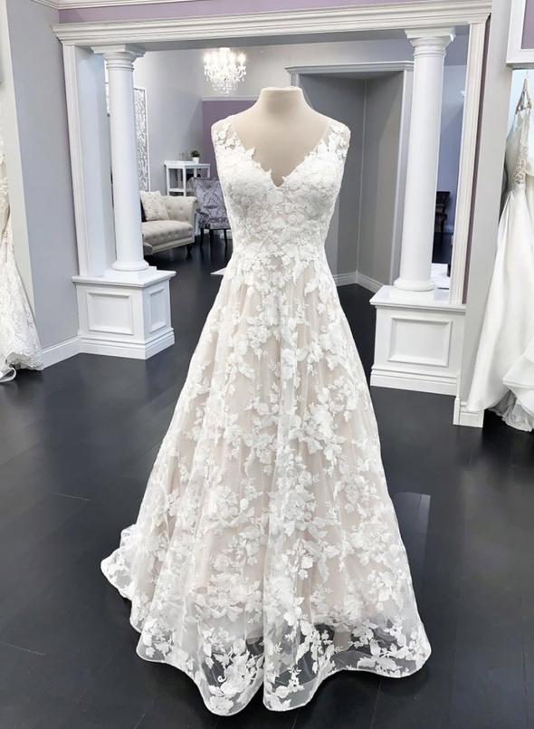 White v neck lace long prom dress evening dress cg11846