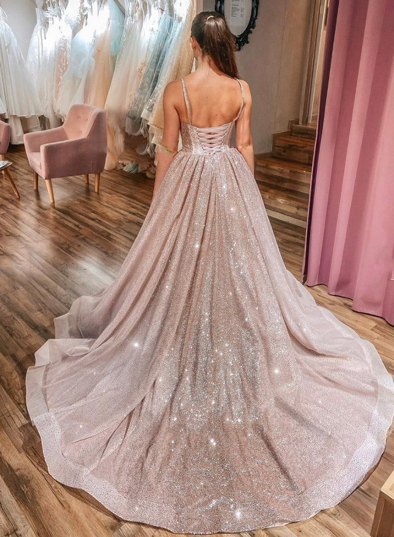SHINY A LINE SEQUINS LONG PROM DRESS EVENING DRESS cg11851