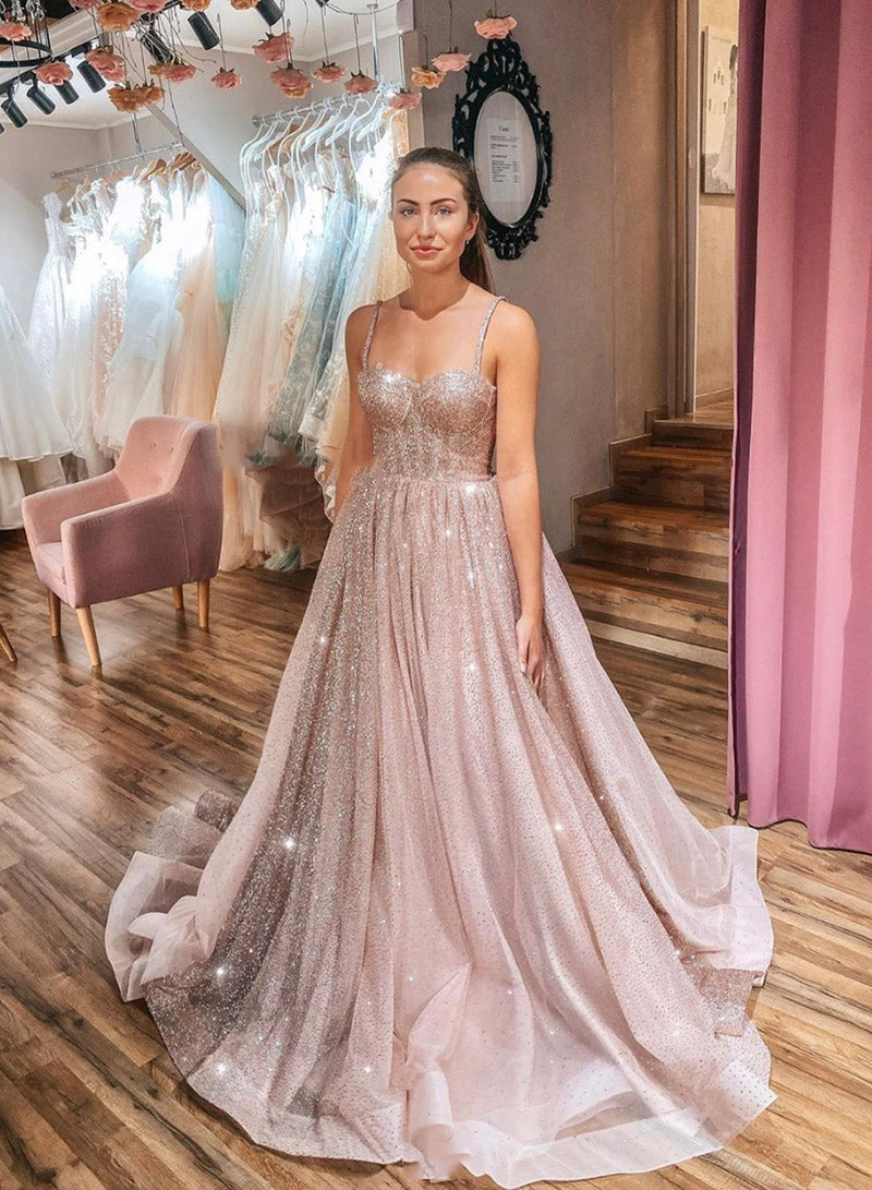 SHINY A LINE SEQUINS LONG PROM DRESS EVENING DRESS cg11851
