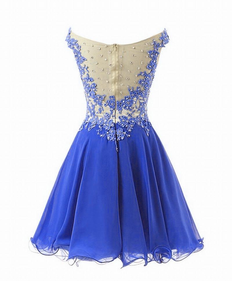 Lovely Royal Blue Chiffon Short Homecoming Dress, cg11894