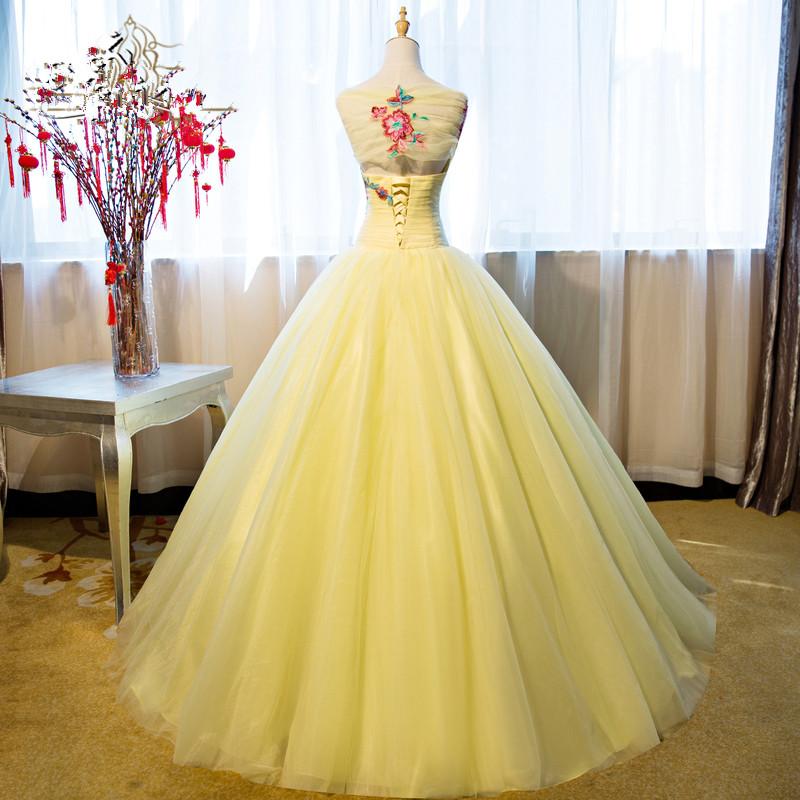 Gorgeous Yellow Tulle Ball Gown Sweet 16 Dress, Yellow Quinceanera Dress prom dress formal gown cg11895