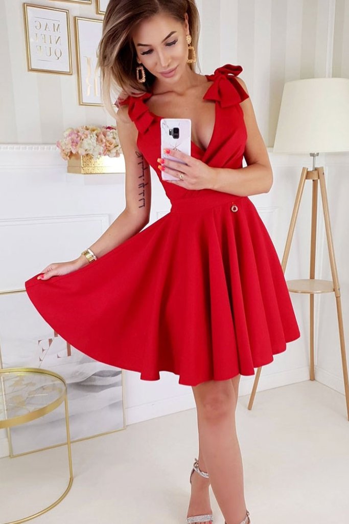 RED V NECK SATIN SHORT DRESS RED SATIN HOMECOMING DRESS cg11899 classygown RED V NECK SATIN SHORT DRESS RED SATIN HOMECOMING DRESS cg11899 classygown