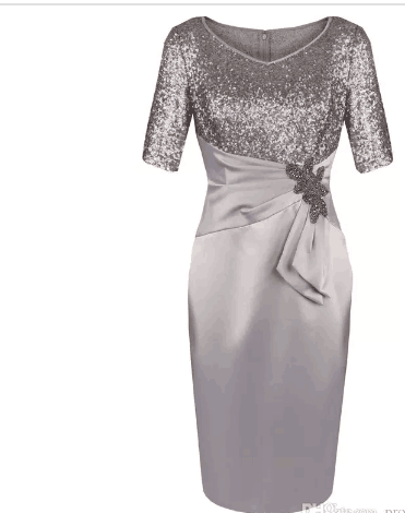 Halbarm Etuikleid Knielang Kleider für die Brautmutter für Hochzeit Party Homecoming Kleid cg11914