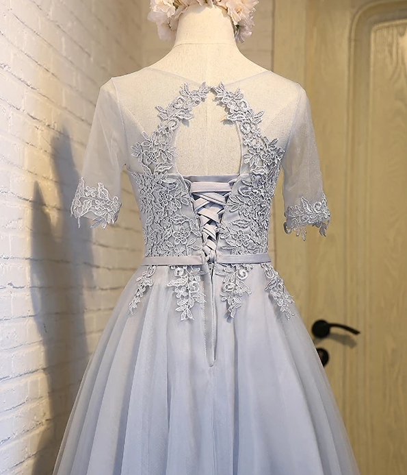 Light Grey Tea Length Homecoming Dress cg11919