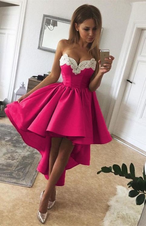 Gorgeous Lace Sweetheart A Line High Low homecoming Dress cg11929