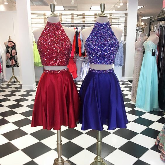 High Neck Homecoming Dresses,Two Piece Homecoming Dresses cg11947