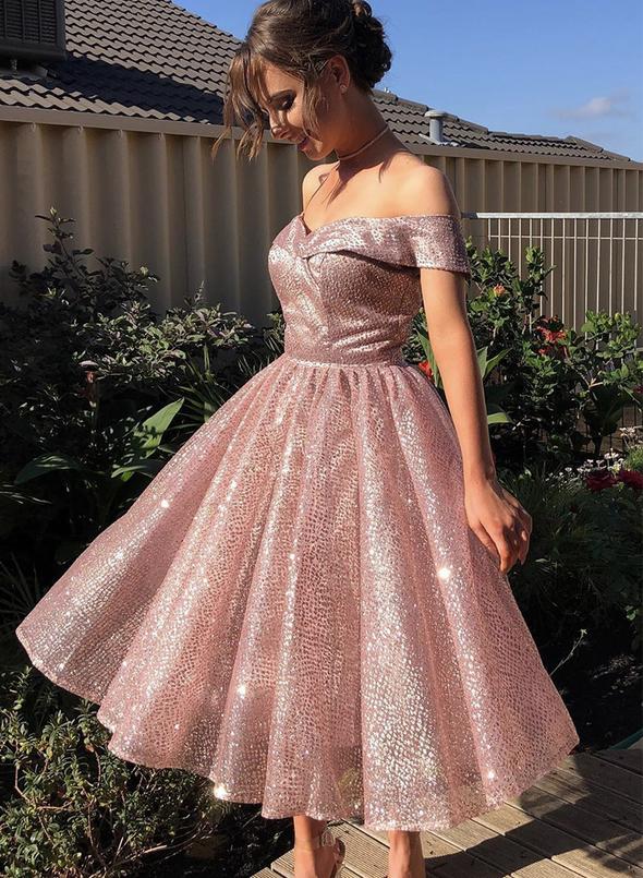 Pink sequins short dress homecoming dress cg12062