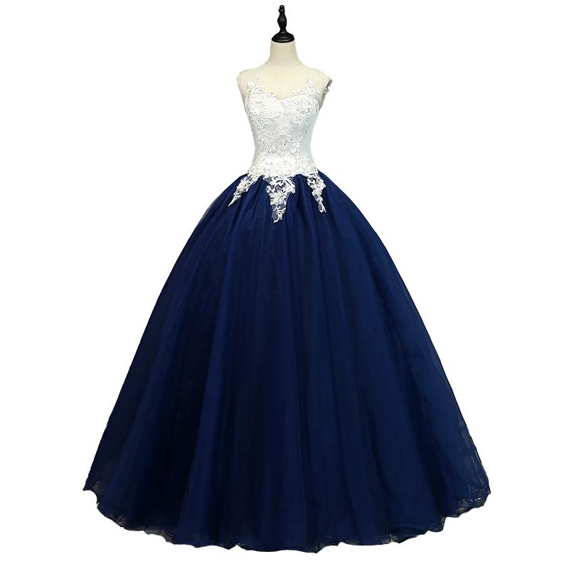 Beautiful Navy Blue Ball Gown Sweet 16 Dresses, Blue Quinceanera prom Dress cg12089