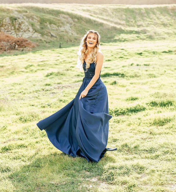 Navy Prom Dress,A-Line Prom Gown,Satin Evening Dress,Appliques Prom Gown cg12090