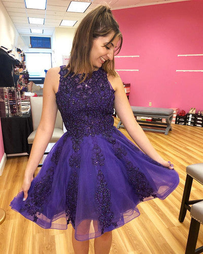 Elegant O-Neck Appliques A-Line Dresses Homecoming Dress cg12160