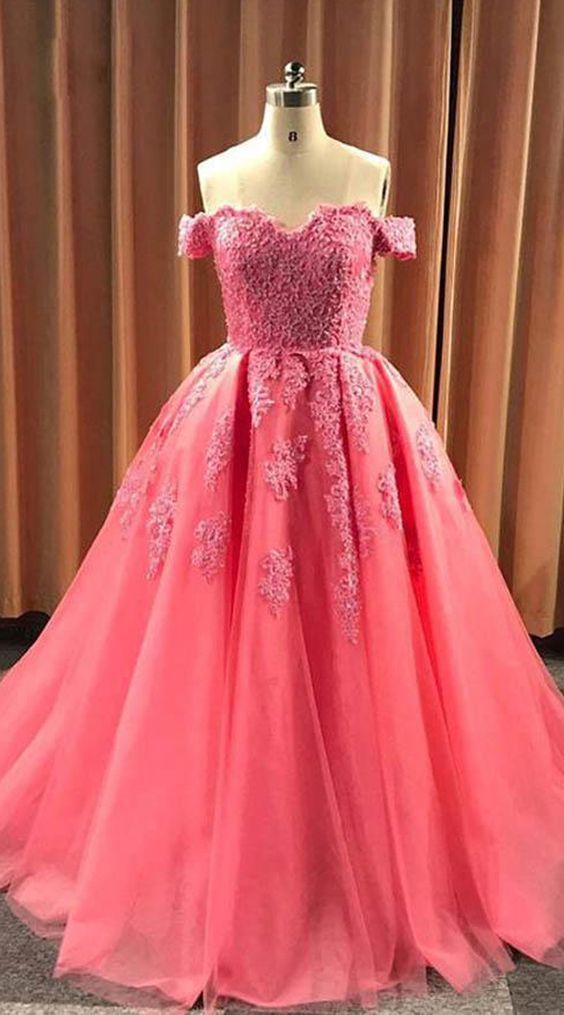 Ball Gown Sweetheart Cap Sleeve Lace Appliques Prom Dress cg12182