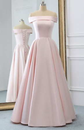 Rosa Satin Langes Abendkleid mit Taschen, Rosa Ballkleider cg1225