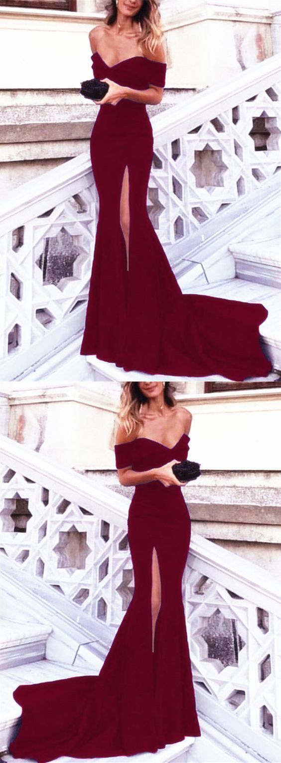 Dark Red Prom Dress,mermaid Prom Dress cg12310
