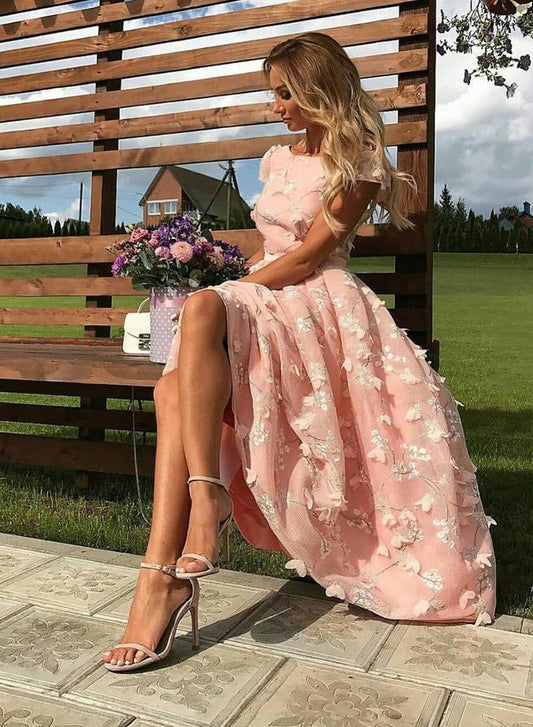 Süßes rosa Tüll kurzes Ballkleid, glitzerndes Kleid cg1234