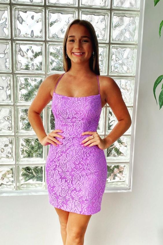 straps tight lilac tight homecoming dress cg12344