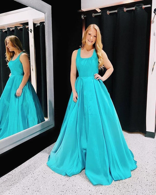 Elegante O-Ausschnitt A-Linie Ballkleider, Lange Ballkleider cg12365