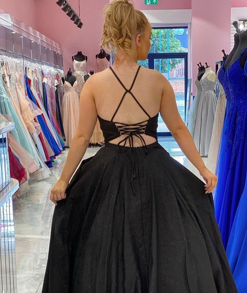 BLACK LONG PROM DRESS SIMPLE EVENING DRESS cg12380