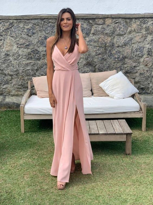 rosa Ballkleid, V-Ausschnitt Ballkleider, A-Linie Ballkleid cg12399