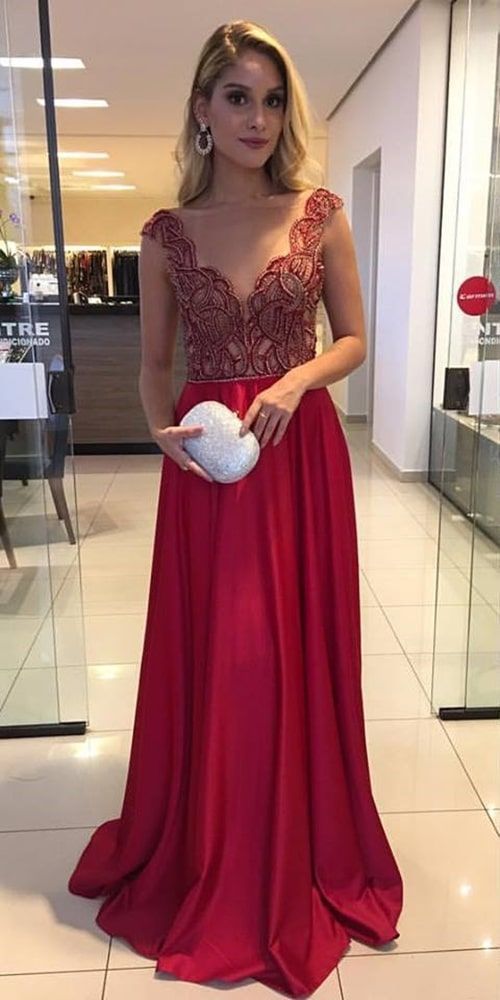 Charming Burgundy See Though Evening Dress, Floor Length Long Prom Dresses cg12412