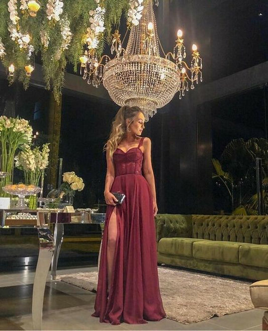 sexy Ballkleid, langes Ballkleid, Abendballkleid, A-Linien-Ballkleid mit Schlitz cg1242