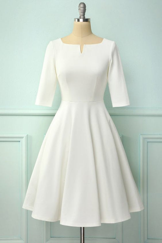 Weißes Homecoming-Kleid mit kurzen Ärmeln cg12437