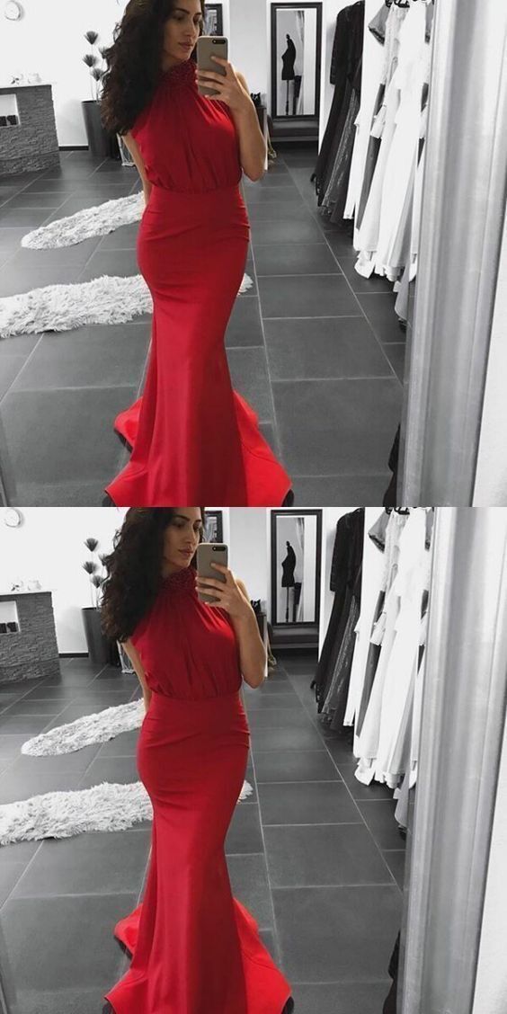 Mermaid Red Evening Dress, Long Prom Dress, Women Dress cg12439