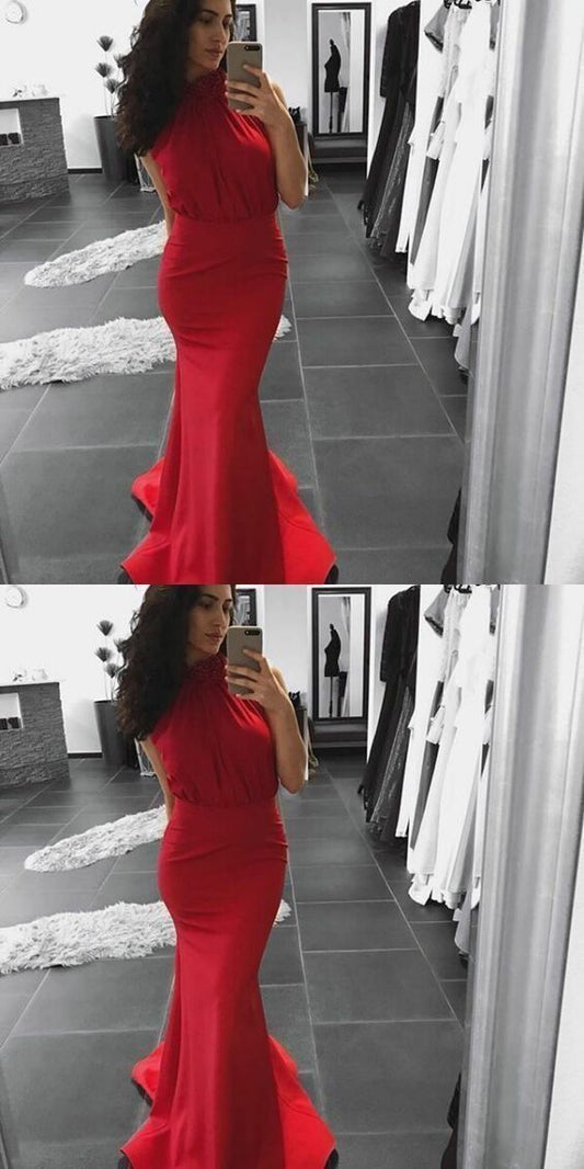 Meerjungfrau Rotes Abendkleid, Langes Ballkleid, Damenkleid cg12439