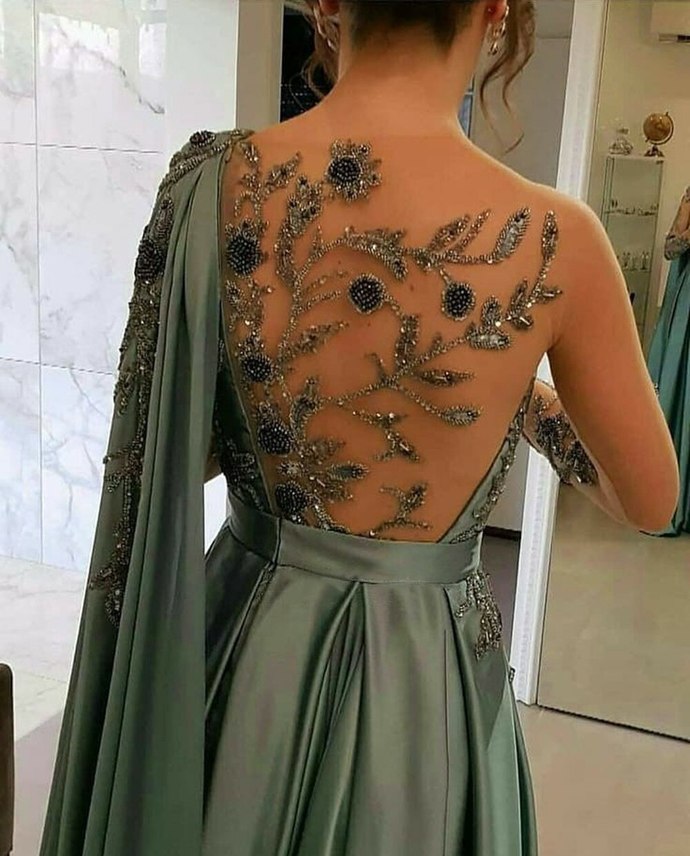 One Shoulder Beading Evening Dresses Prom Party Dress cg12450