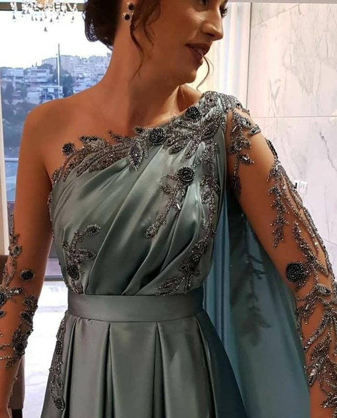 One Shoulder Beading Evening Dresses Prom Party Dress cg12450