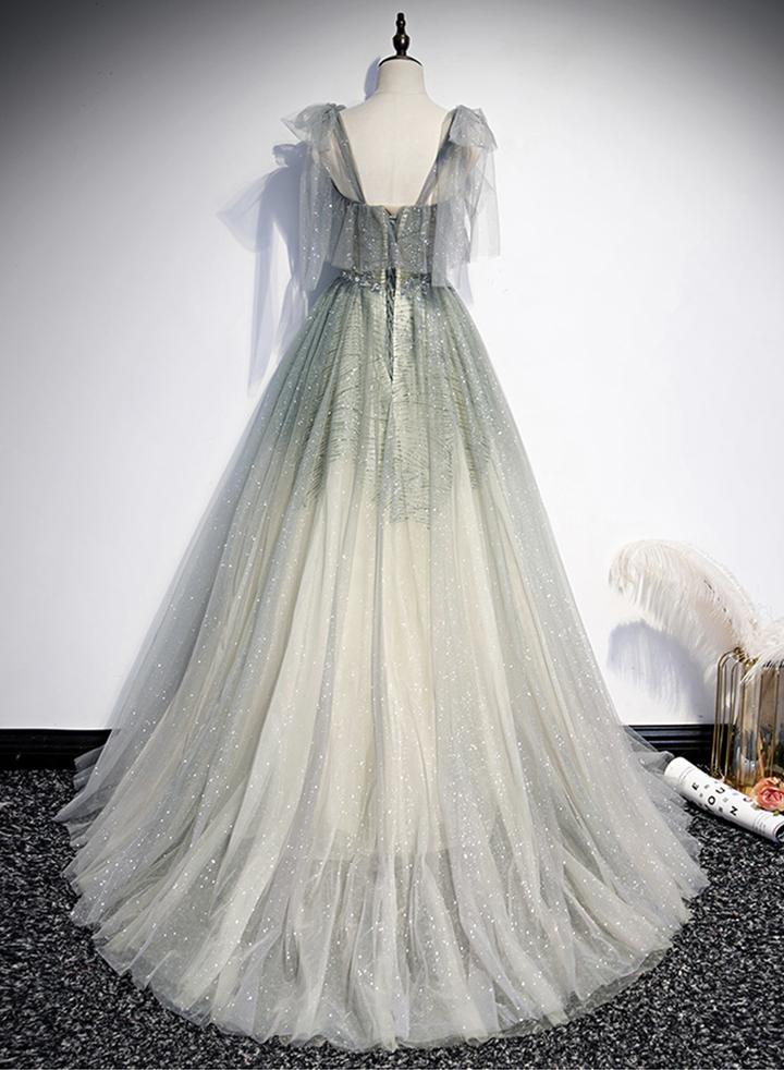 Elegant tulle long A line prom dress evening dress cg12452
