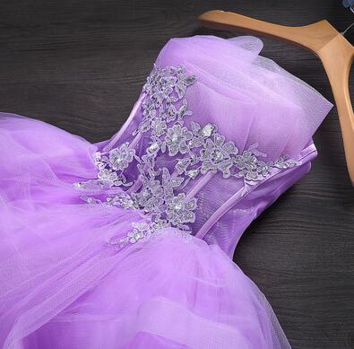 Lovely Purple Tulle Short Party Dress, Cute Homecoming Dress cg12476