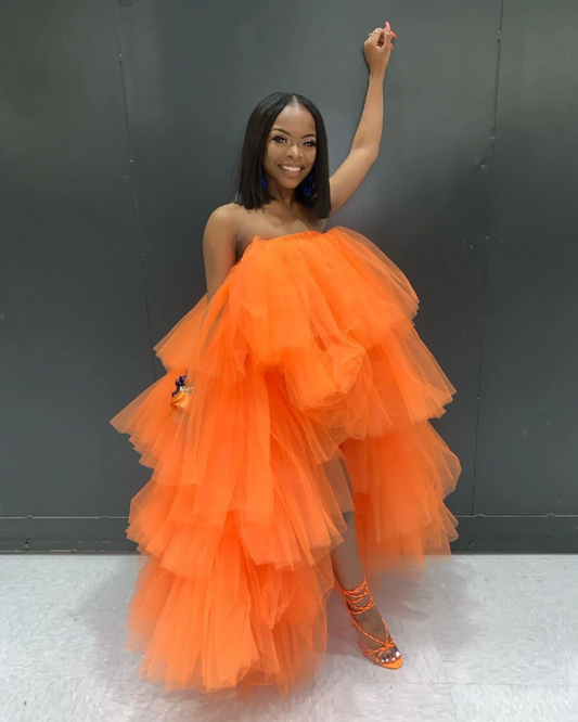 Tüllkleid, schulterfreies Ballkleid, formelles Ballkleid cg12496