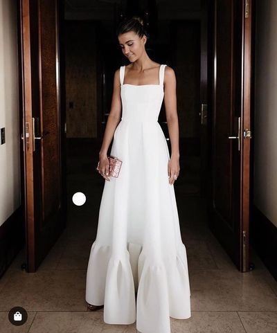 weißes Partykleid Träger Abendkleid langes Ballkleid cg1251